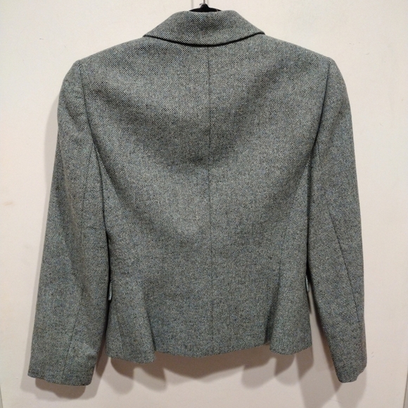 Tahari Arthur S. Levine Aqua Blue Tweed Wool Silk Blend Blazer Sz 2-Retro Career - Picture 4 of 7